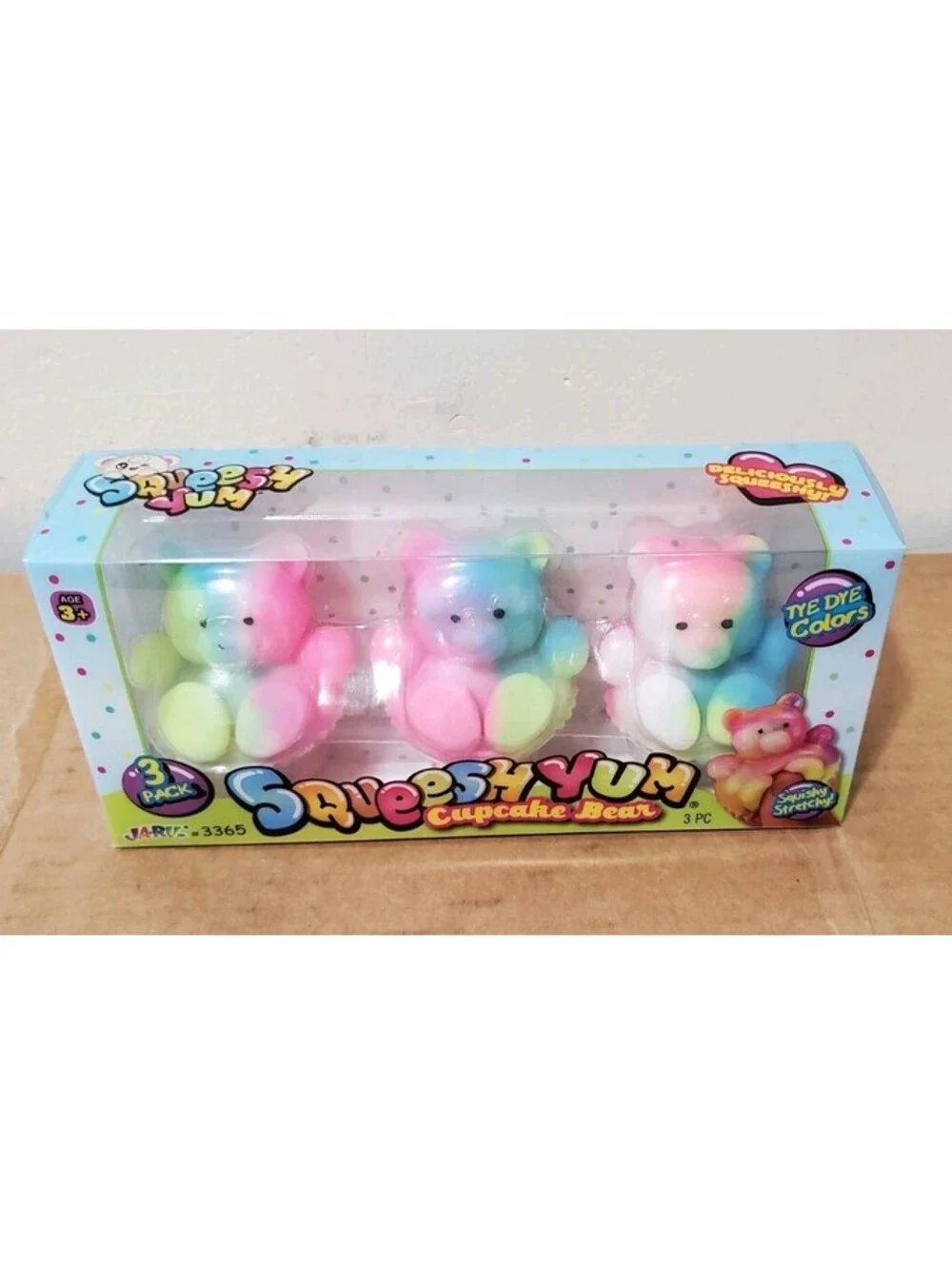 Squeesh Yum Cupcake Bear 3-Pack Squishy Tie Dye Colors Stretchy Toy TIKTOK Ja-Ru